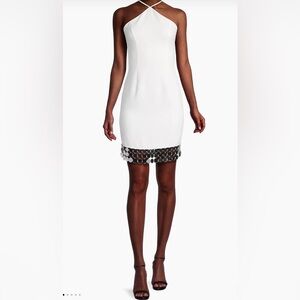 Disc-Fringe Halter Minidress